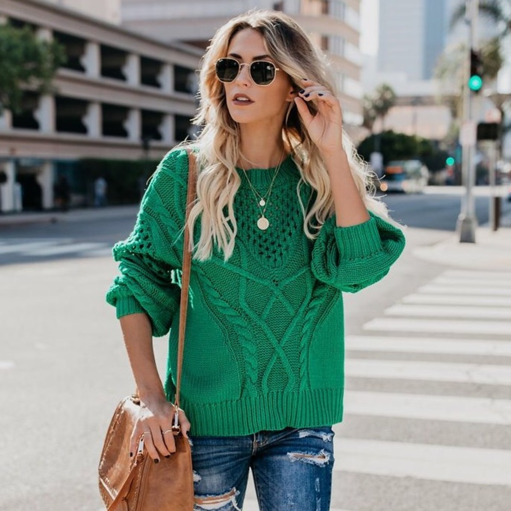 Vici Pine for You Cable Knit Sweater